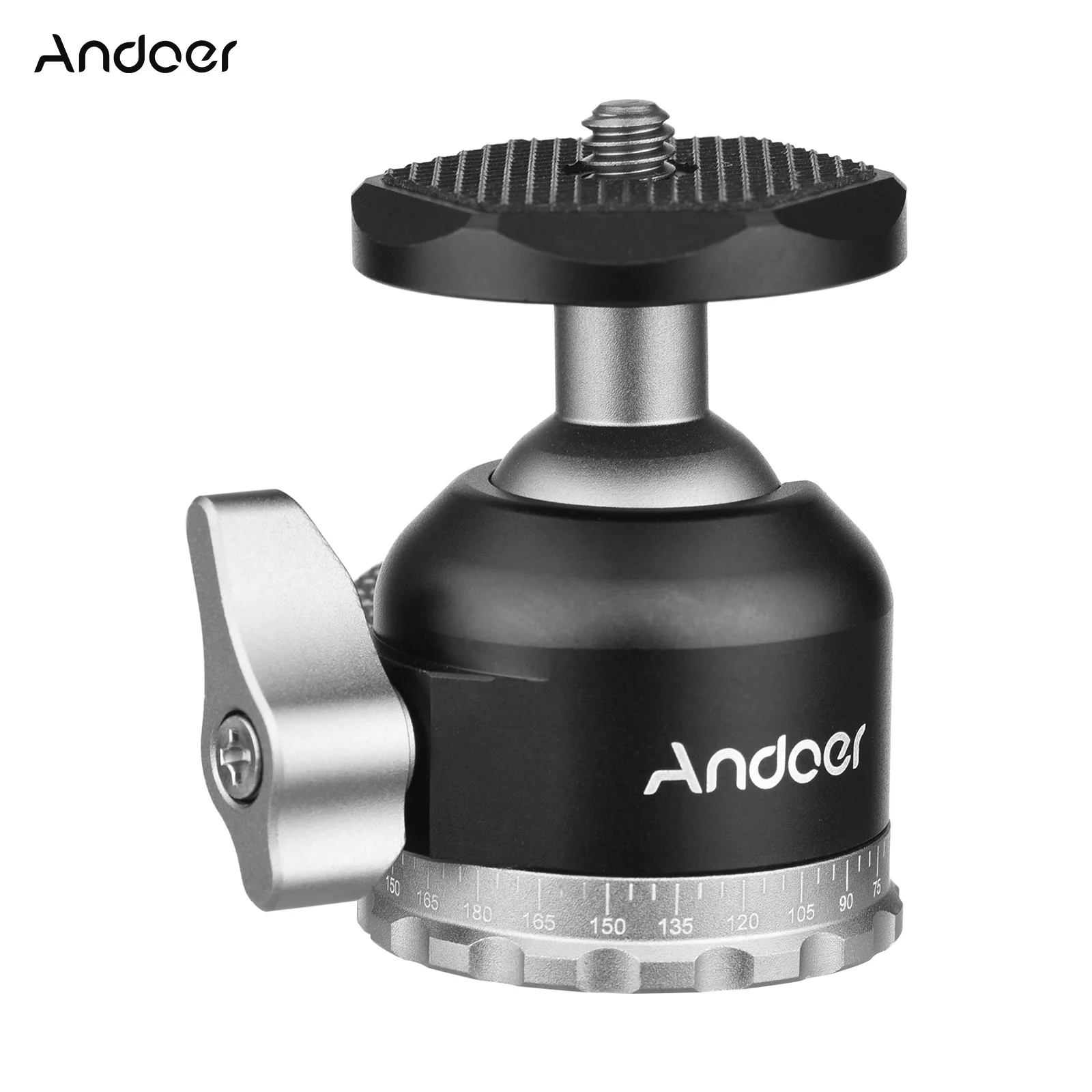 Andoer Compact Panorama Ballhead Tripod Mount Adapter 1/4 Inch Screw