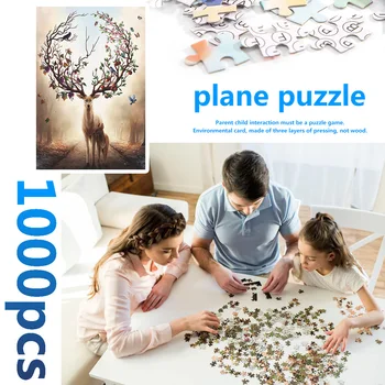 

1000pcs Wooden Paper Forest Deer Puzzle Adult Creative Toy Puzzles Christmas Gift for Children Mini Tubes Jigsaw