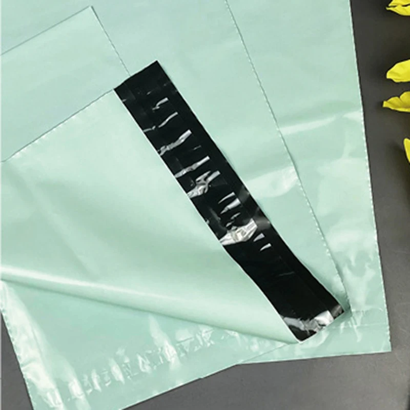20Pcs Poly Mailers Light Green Courier Storage Bag Waterproof Plastic Envelopes Postal Shipping Mailing Bag for Clothes/Gift