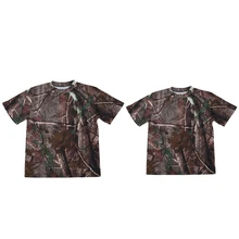2 шт. новая уличная камуфляжная футболка для охоты Мужская дышащая Боевая Футболка сухая Спортивная Camo Camp Tees-Tree Camouflage L& XXL