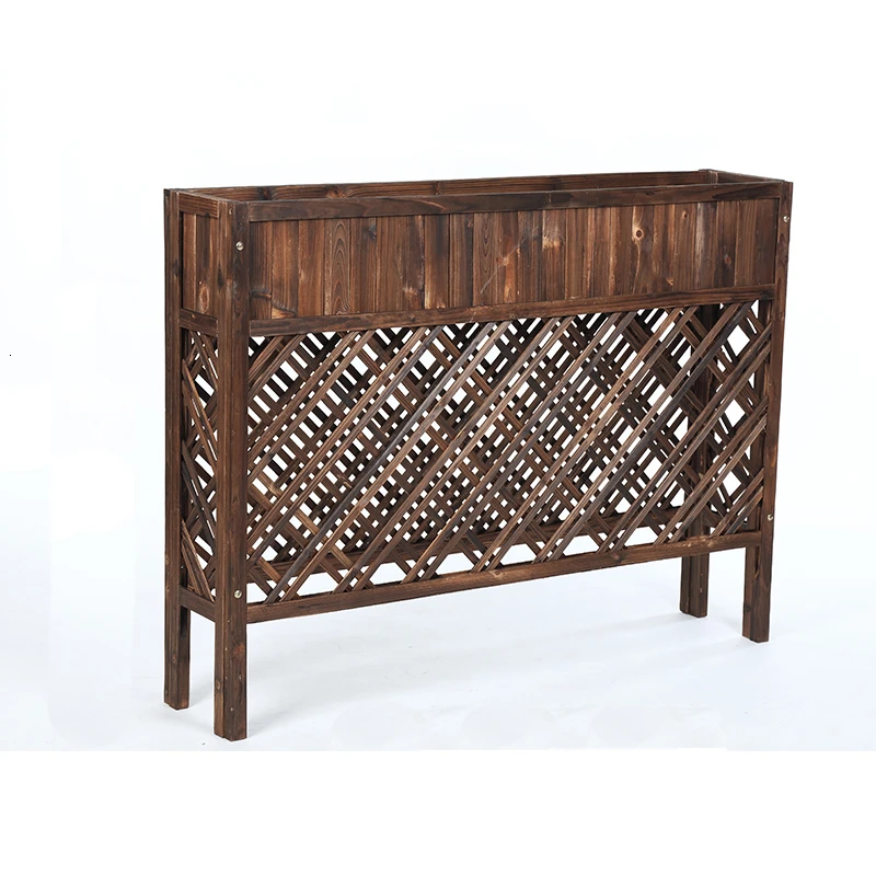 

Grid Groove Anticorrosive Wooden Grid Column Enclosure Box Flower Basket Frame Restaurant Balcony Flower Airs Indoor Partition