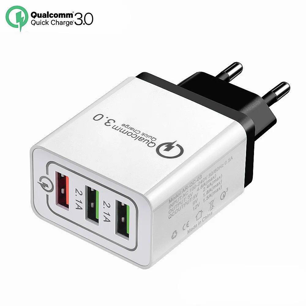 Универсальный 18 Вт USB quick charge 3,0 5V 3A для iPhone X 7 8 EU US Plug, быстрое зарядное устройство для мобильного телефона Samsug s8 s9 huawei