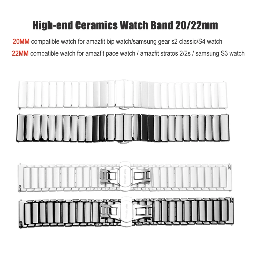 Керамический ремешок для часов Huami Amazfit ремешок Bip Xiaomi Amazfit Pace Stratos браслет керамический ремешок 20 мм 22 мм huawei Watch Gt Magic