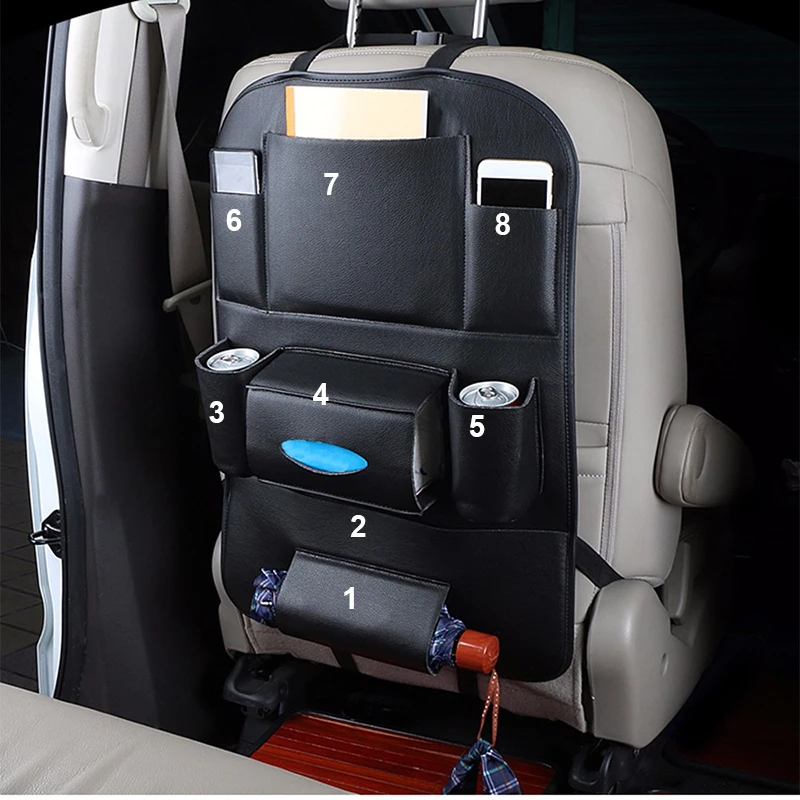 Автомобильный Органайзер сумка для хранения на спинку автокресла походная коробка мульти-карманный, из искусственной кожи сиденье вешалка авто аксессуары интерьера укладка