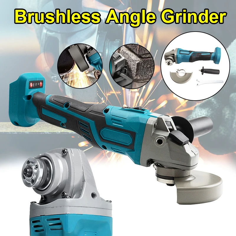 100mm/125mm Electric Angle Grinder Machine Brushless Angular Power Tool Grinding Polishing Metal Wood For Makita 18V Battery