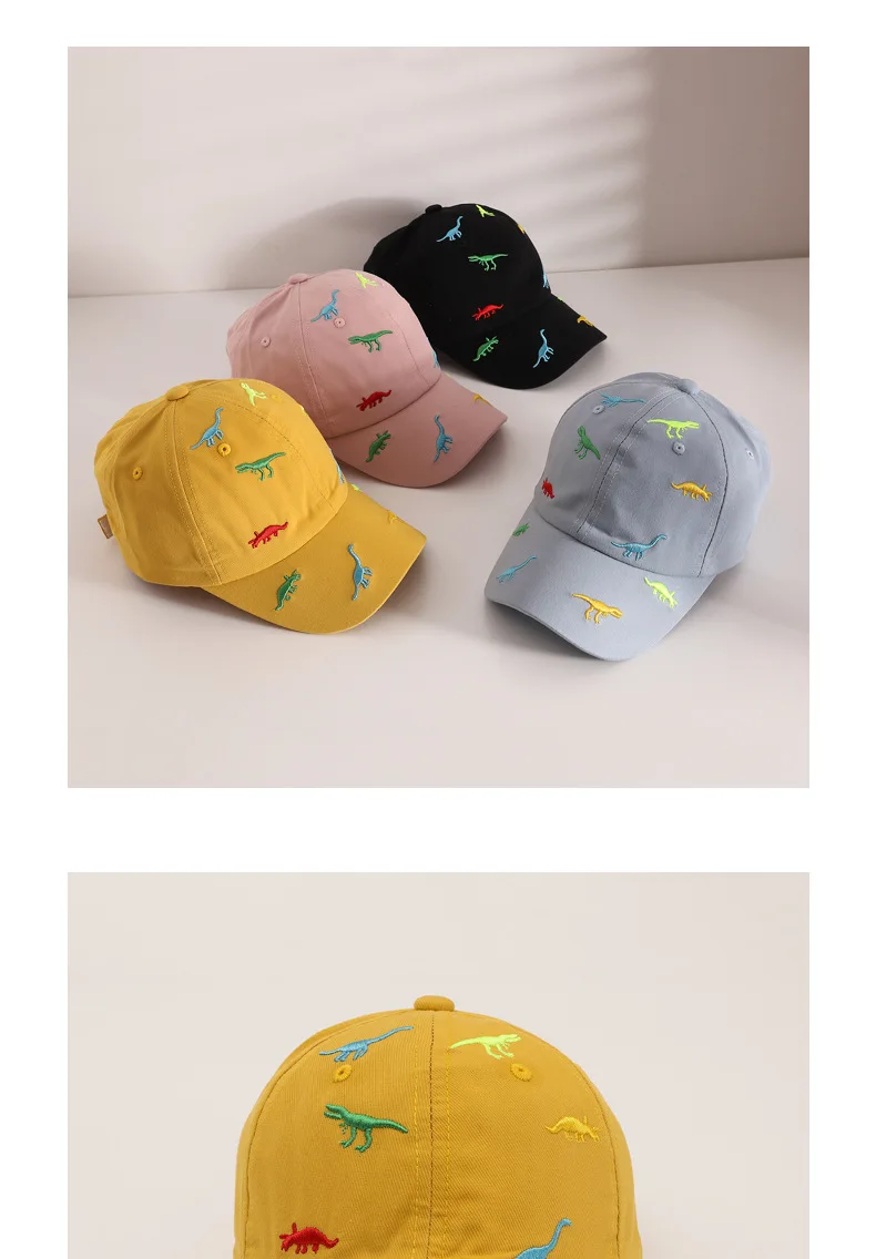 Korea Children's Hat New Cartoon Dinosaur Embroidered Cap Trend Big Eaves Sun Shading Baby Baseball Caps Casual Kids Visors men's golf baseball caps