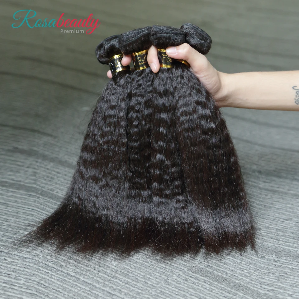 RosaBeauty 10A перуанские натуральные волосы 10 28 дюймов курчавые прямые 1/3/4 шт. 100%