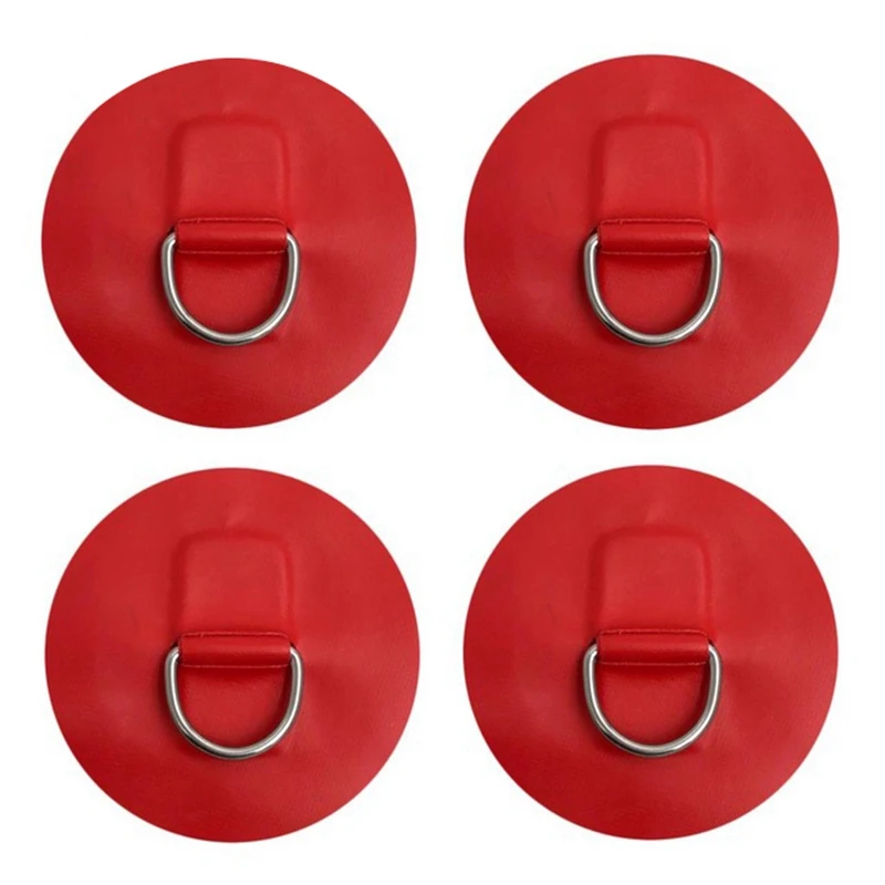 

4 Pieces D-Ring Pad Patch For Inflatable Boat Raft Pvc Raft / Dinghy / Kayak / Canoe / Sup / Surfboard Colorful Accessories-Red
