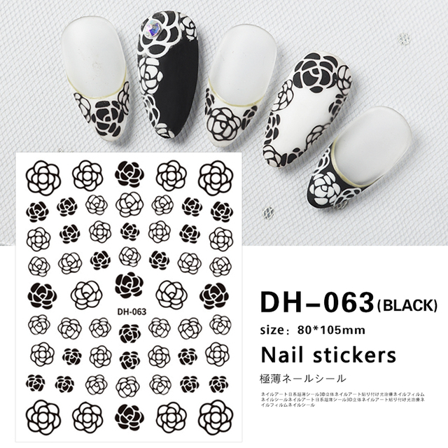 White Flowers Nail Art  Adhesive Stickers for Nails Cute Paper Parts With Avocado Direct Paste Decals Designs Manicure