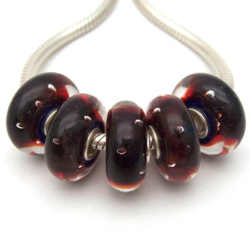 

JGWG2165 5X 100% Authenticity S925 Sterling Silver Beads Murano Glass beads Fit European Charms Bracelet diy jewelry Lampwork