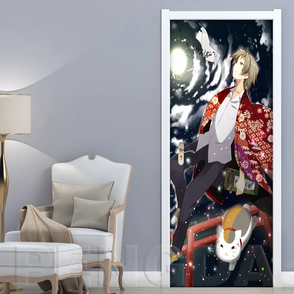 Декоративные наклейки для дома ПВХ водонепроницаемые 2 шт. Natsume's Book of Friends Art 3D печатная наклейка самоклеющаяся Diy Бумага аниме дверь стикер - Цвет: Door YXCV2714-11
