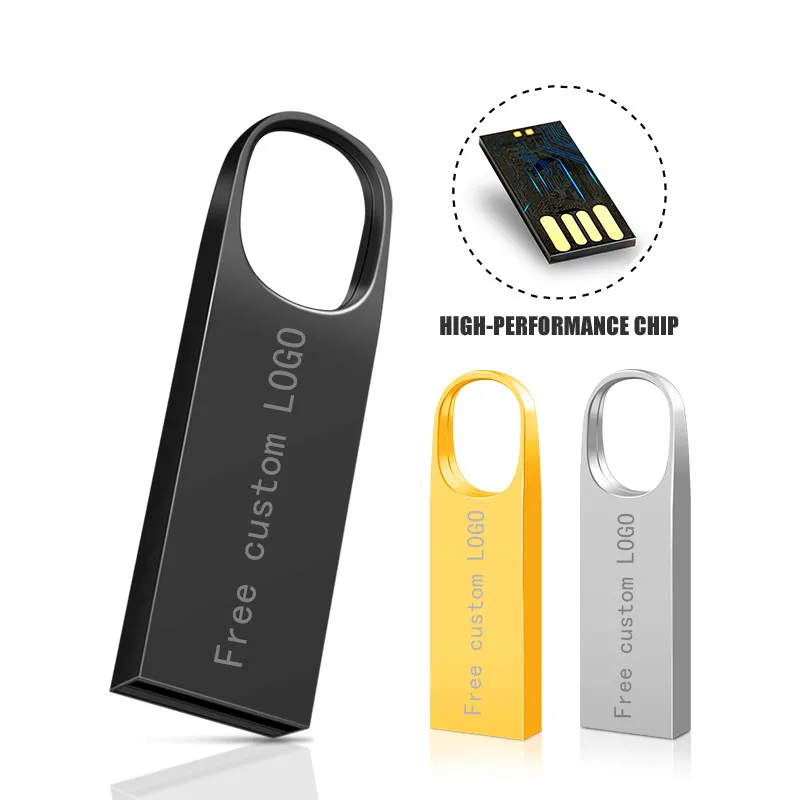

Waterproof Gifts USB Flash Drive 128GB Metal Pen Drive 64GB 32GB Silver Flash Memory DIsk 16GB key Pendrive 8GB 4GB custom LOGO