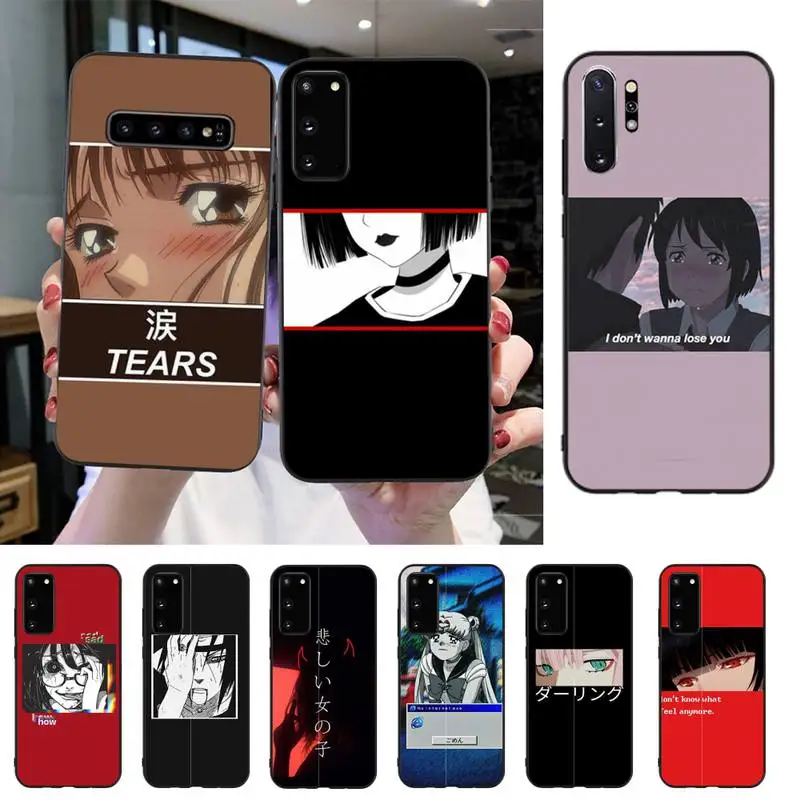 HTxian Sad японский аниме эстетический чехол для Samsung S20 S10 S8 S9 Plus S7 S6 S5 Note10 Note9