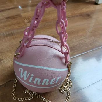 

2020 Xianjian Cute Pink Mini Purse Basketball Round Purse Girls Girls CrossBody With Acrylic Chain