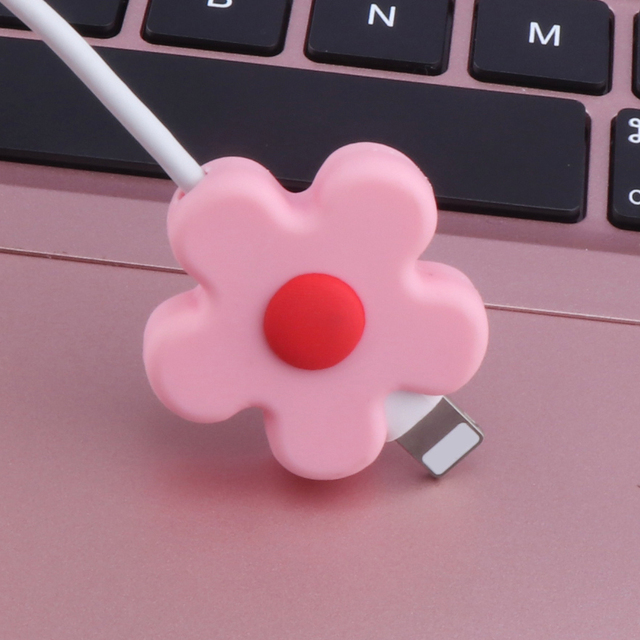 Protector Cable Bite Cute Flowers USB Cable Protectors Organizer Charging Data Line Cord Protective Case For iPhone