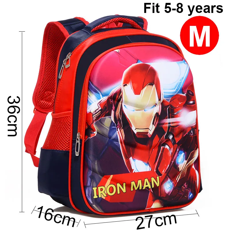 Red M Iron Man A MARVEL 3D человек-паук Капитан Америка Железный человек детский сад школьная сумка Подростковая детская Студенческая рюкзаки - Цвет: Red M Iron Man A