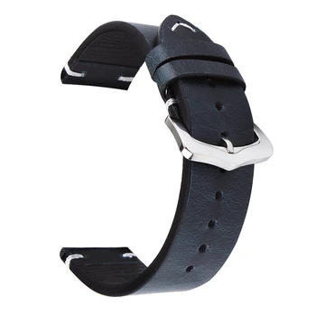 

Watch Band Strap Elegant Vintage Style Pin Buckled Breathable Oil Wax Genuine Leather Wristwatch Bands Replacement Accessories