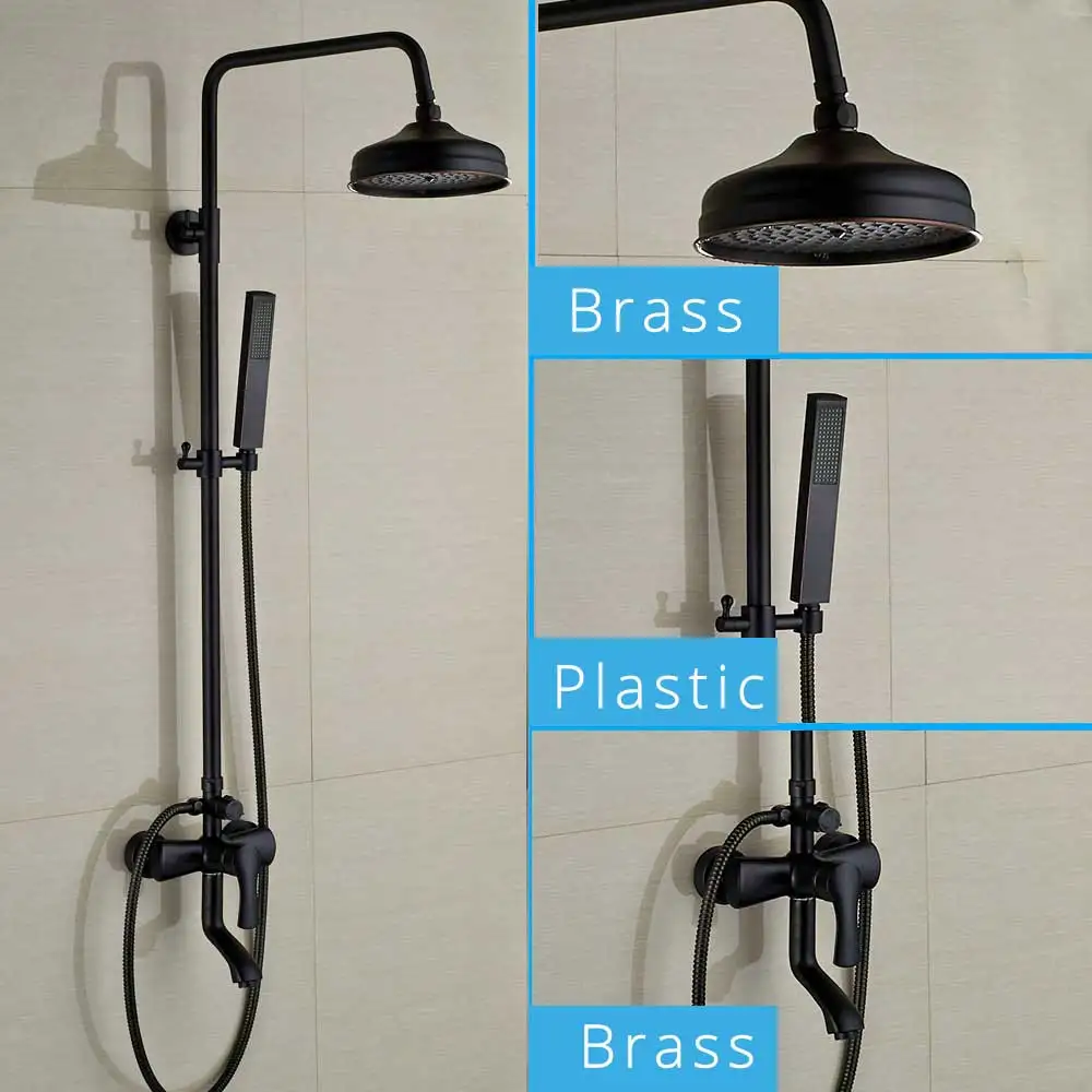 Shower Faucet-B03 Роскошный душ для ванной смесители латунный ливень, ванная смеситель для душа набор в стене раздвижной бар душ цилиндрическая пробка латунная ручка для душа - Цвет: Shower Faucet-B03