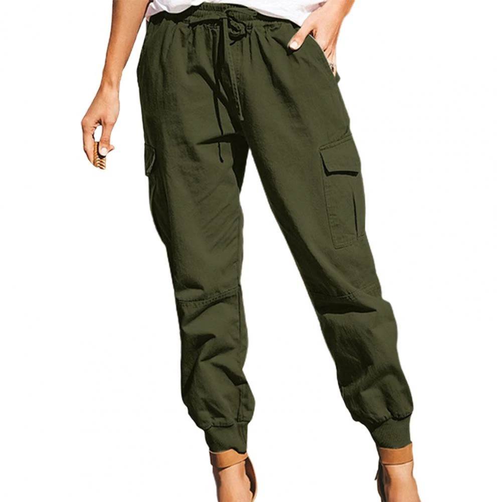 Elastic Waist Drawstring Straight Cargo 