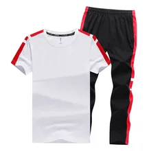 Спортивный комплект, мужская летняя футболка с короткими рукавами из чистого хлопка, брюки, два предмета, повседневная спортивная одежда для бега, средняя школа
