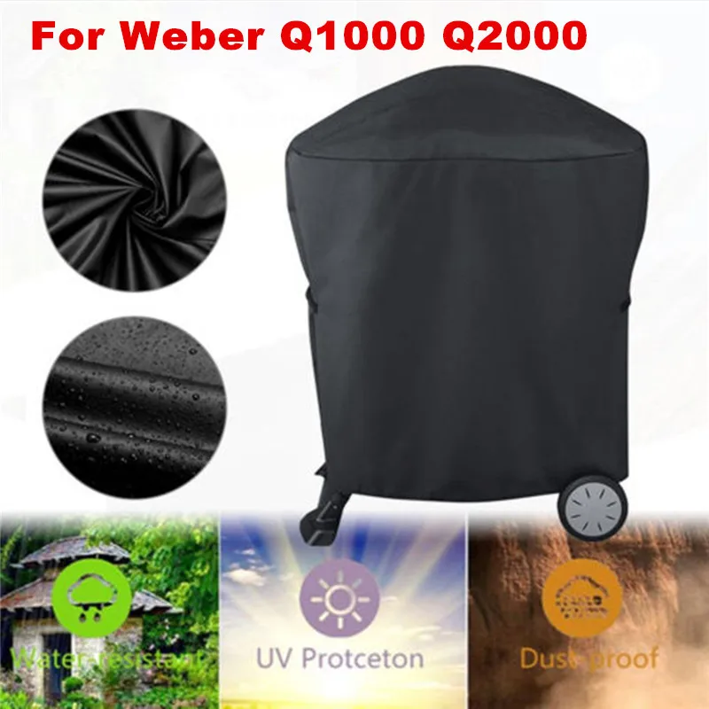 Grill Cover 54x76x69cm 210D Waterproof BBQ Cover for Weber Q1000 Q2000 Series