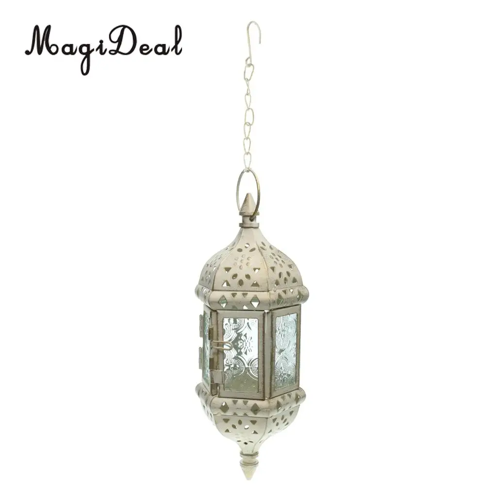 Moroccan Metal Hollow Hanging Candle Holder Decorative Candle Lantern Lamp With 66cm Chains, for Wedding Home Decor