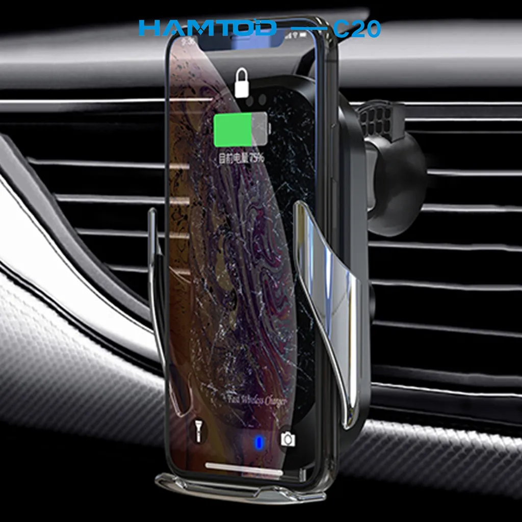 

Intelligent Infrared 15W Qi Car Wireless Charger Air Vent Mount Mobile Phone Holder Stand Car Phone Holder for iPhone Samsung