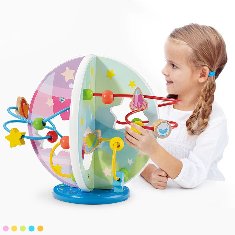 

Baby Early Learning Education Wooden Toys For Children Small Planet Round Beads Shape Cognitive Puzzle Games Toy