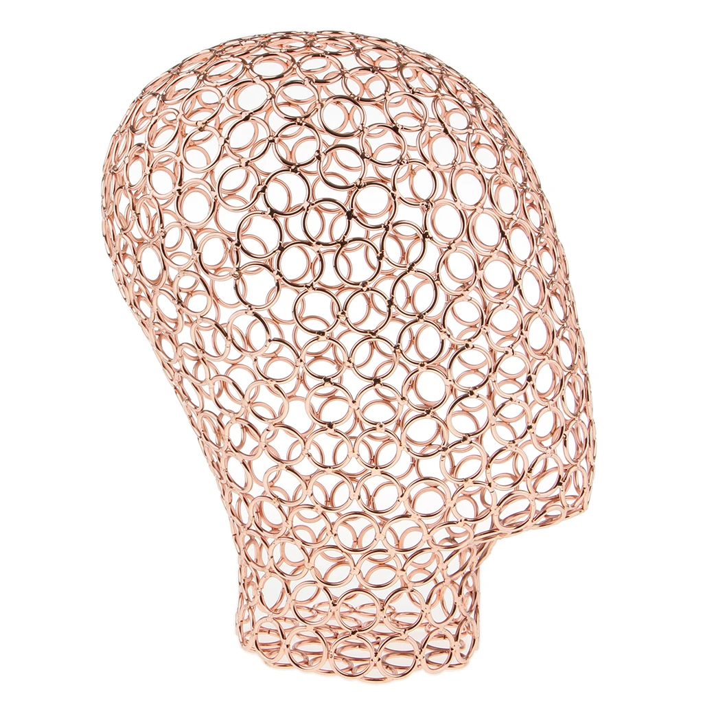 Rose Gold/Black Metal Hat Scarf Glasses Display Model Head Wig Drying Holder