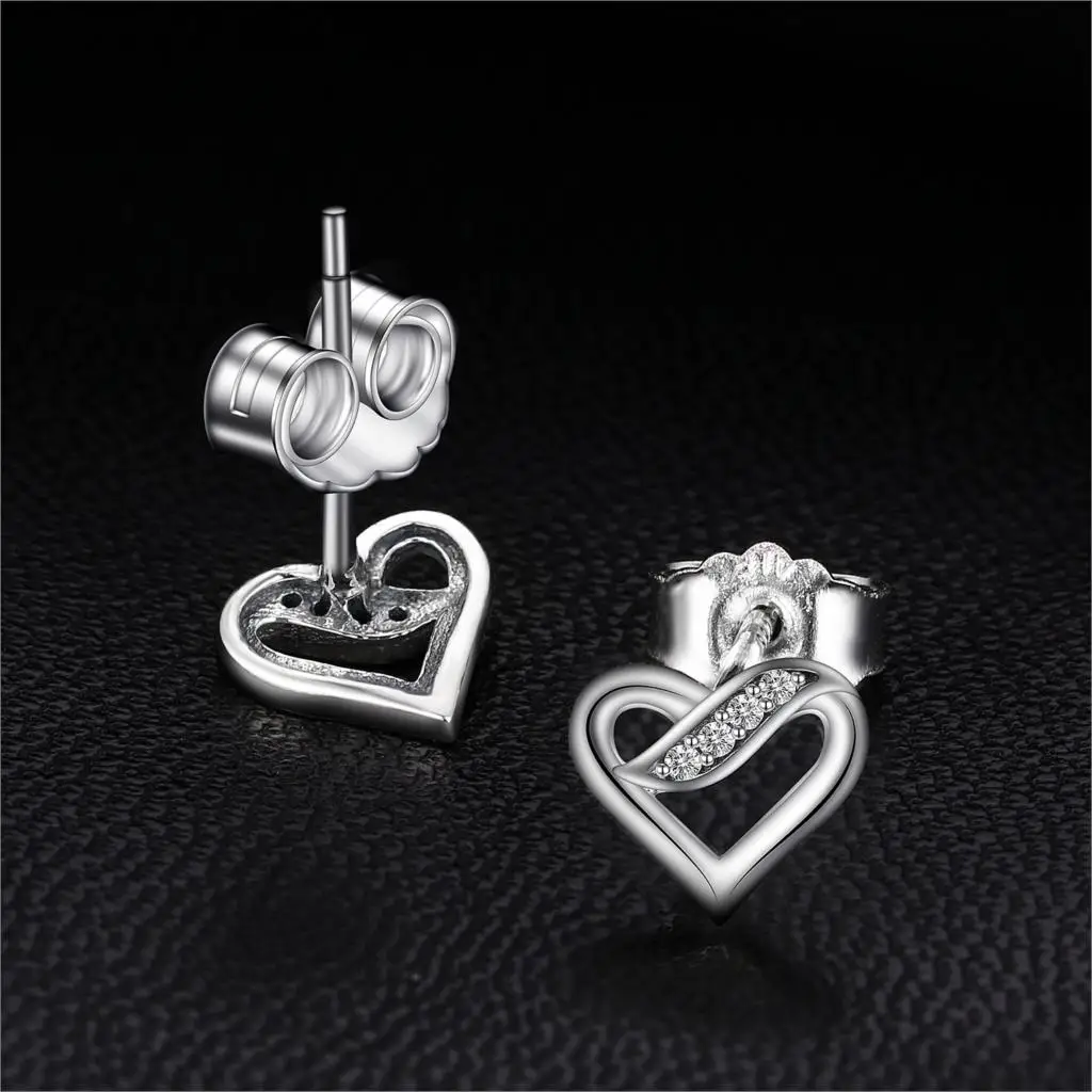 Jewelrypalace 925 стерлингов Серебряные серьги гвоздики Бесконечность Love Сердце CZ свадебные Обручение обещание Jewelry подарки