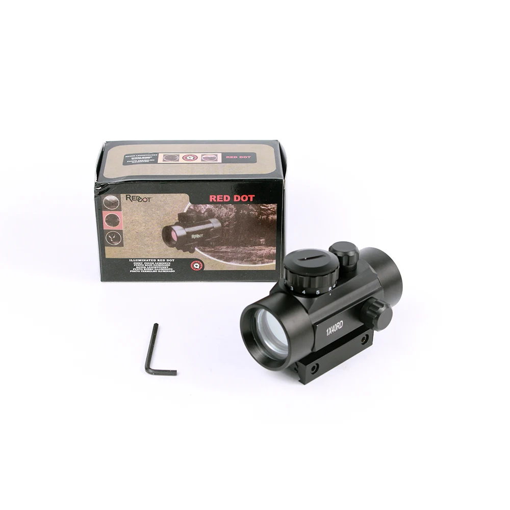 1x40 Red Dot Sight Tactical Scope with Lens Cap 20mm/11mm Rail Mount