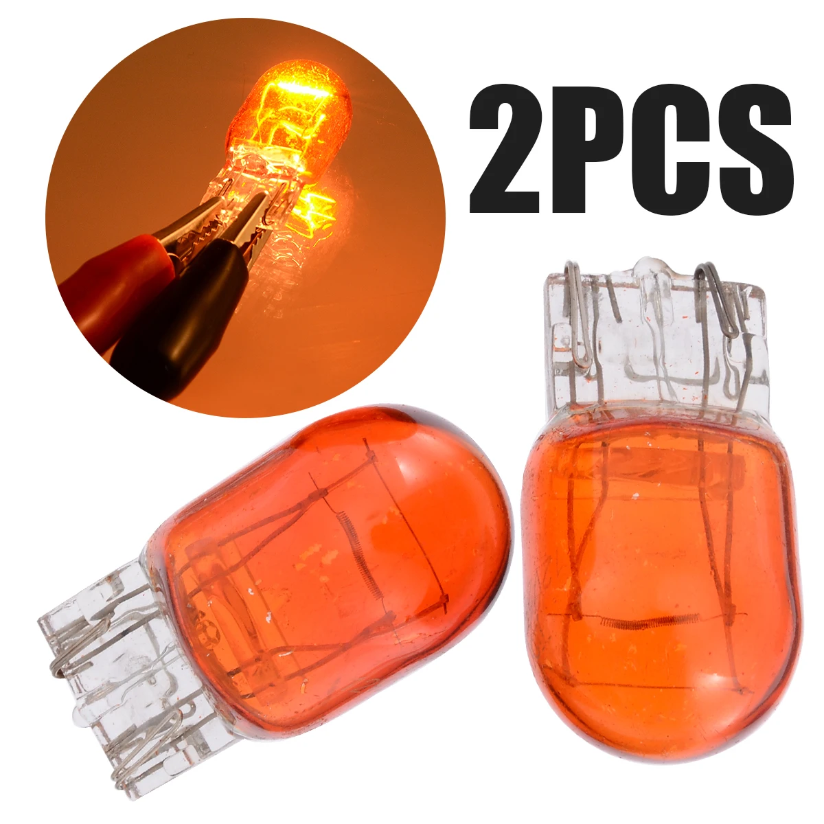 

2PCS Amber 12V W21/5W T20 Dual Filament Car DRL Side Light 7443 Effect Brake Bulb For Universal Car Auto Truck
