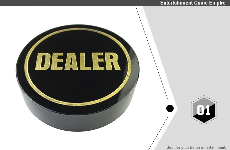 Easytoday Texas Poker Chips Standard Accessories Dealer Black Crystal All In Baccarat Dealer Button Gold Word Poker Chip (1)
