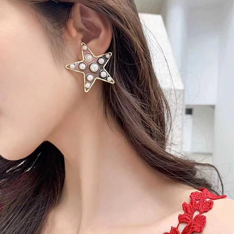 

Lalynnly Imitation Pearl Star Drop Earrings Bridal Fashion Elegant Jewelry 2019 Wedding Party Earrings Accessories Gifts E64751