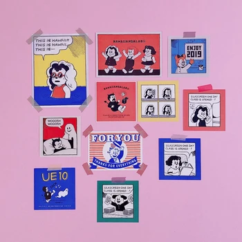 

11Pcs/set 5.5*5.5cm Korean Comic Little Girl Stickers Color INS Album HD Photo Card Photocard