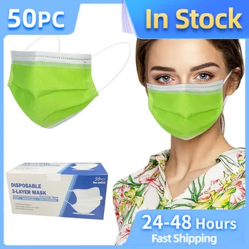 

50PCS Solid Mask One time Disposable Face Masks Protective For Adults Classic Mascarillas Con Filtro Mascarilla Tela Masque
