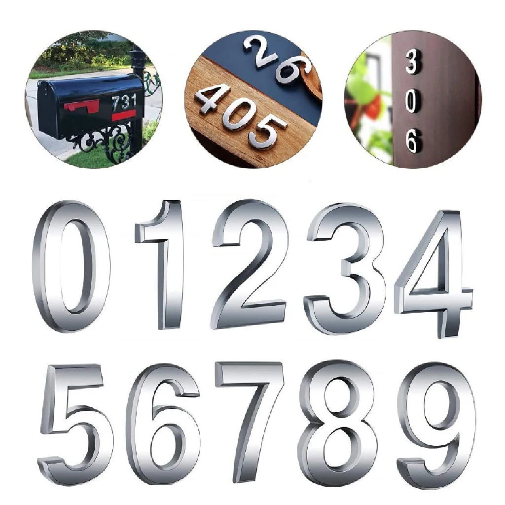 5cm 3D Number Alphabet Letter Stickers for Apartment Hotel House Doorplate Door Plate Cabinet Mailbox Box Number Signs number letter stickers