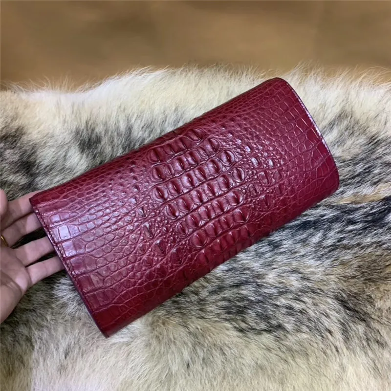 Женский клатч из натуральной крокодиловой кожи кошелек для карт аллигатора с