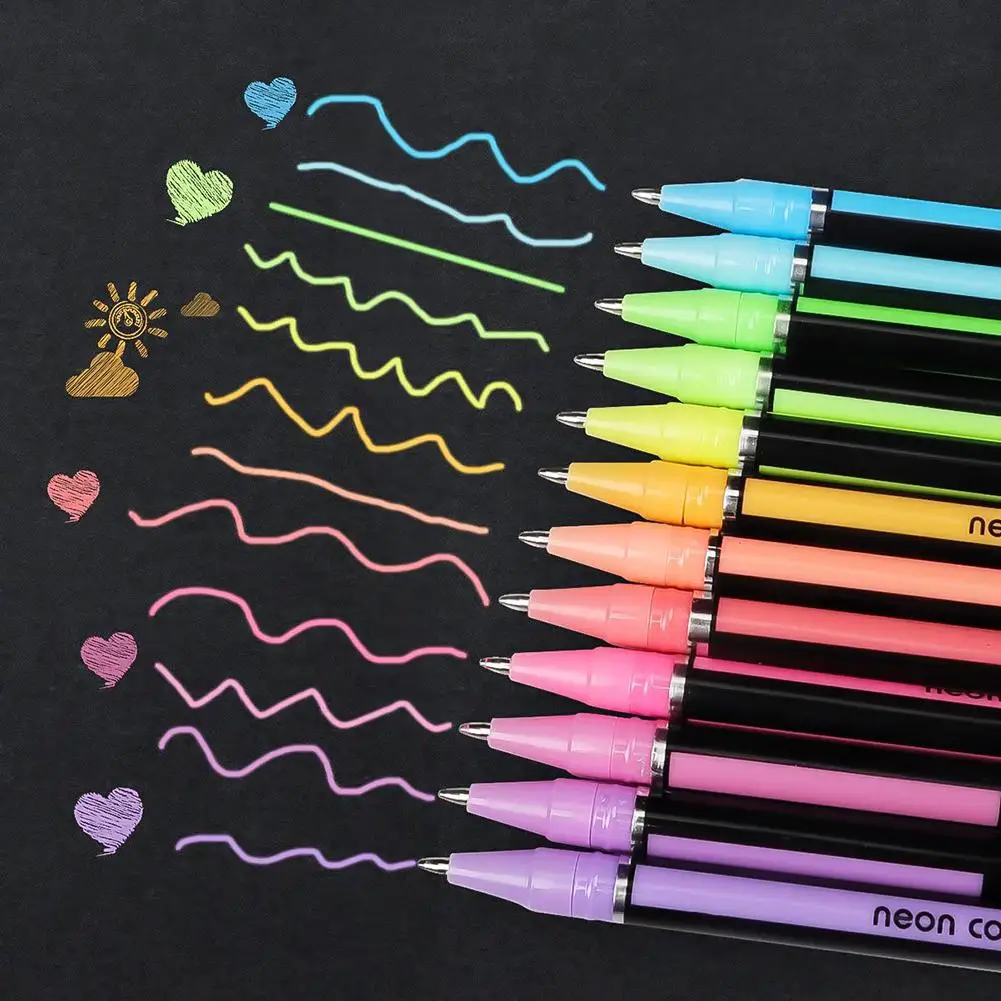 48 шт., блестящая гелевая ручка с рисунком граффити, блестящая, цветная ручка для рисования