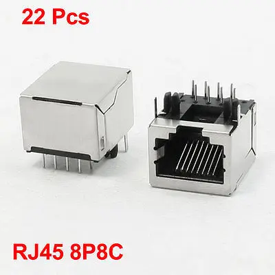 22 шт. 8P8C правый Угловые булавки RJ45 PCB домкраты розетки 21x16x17 мм