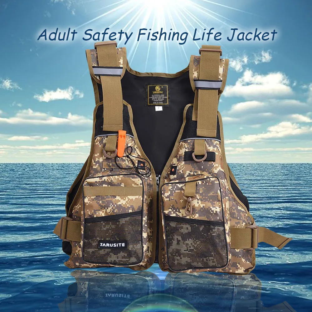 

Hot New Fishing Vest Outdoor Fishing Jacket with Sun Hat Set Adult Kayaking Boating Flotation Jacket Vest Cap For Carp Fishing