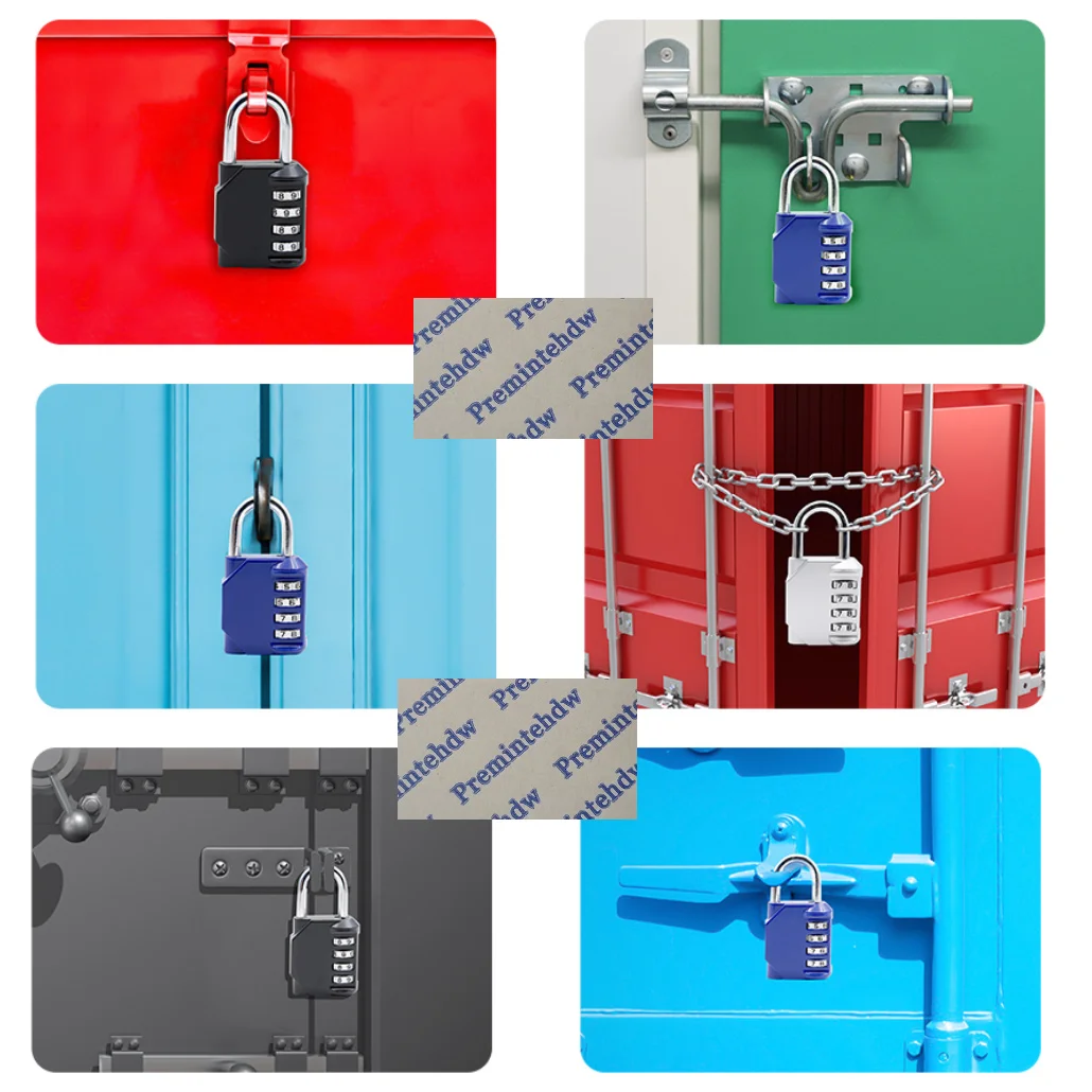 10Pcs Combination Lock 4 Digit Padlock For School Gym Locker Sports Fence Toolbox Gate Case Black Red Blue Silver