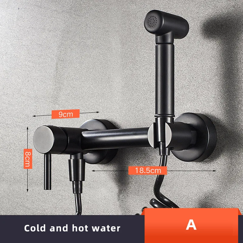 A Black Toilet Portable Bidet Shower head Handheld Bidet sprayer set With 150mm distance Hot and Cold Water Mixer valve faucet - Цвет: A