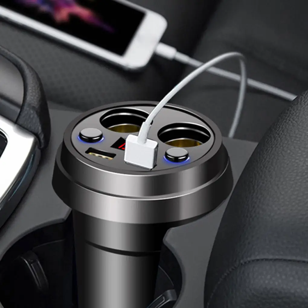 Автомобильное зарядное устройство 3,1 A с двойным USB, отображение напряжения тока, зарядное устройство для телефона с 2 гнездами для прикуривателя, для зарядки gps DVR