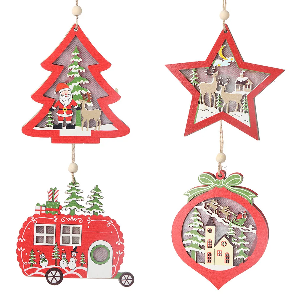 Праздничный светодиодный светильник, деревянный дом, Санта Клаус, рождественская елка, украшения для дома, Праздничный Рождественский подарок, свадебный Navidad