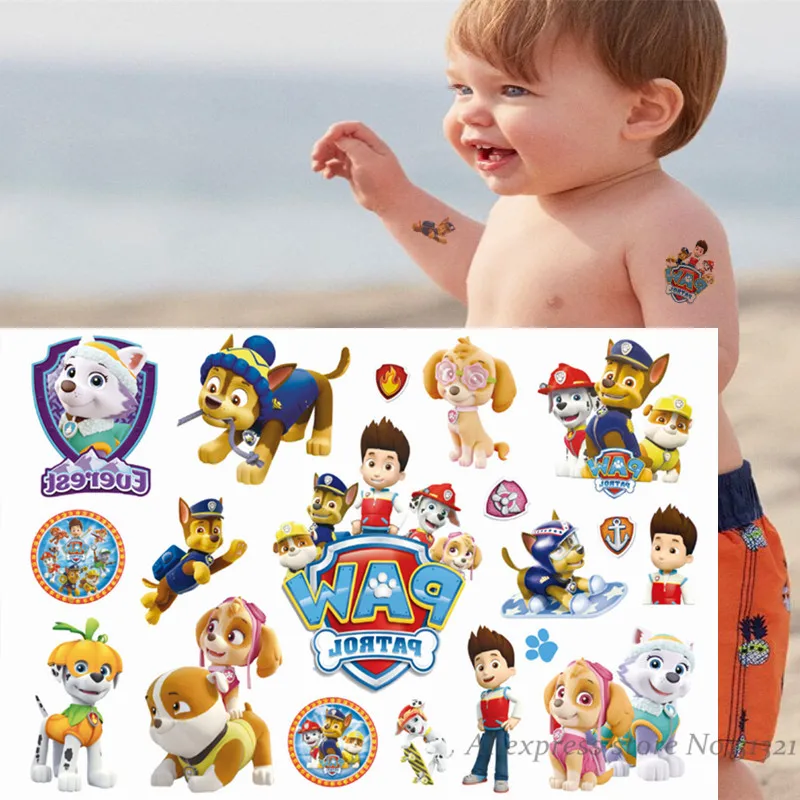 Paw Patrol мультфильм Временная наклейка татуировки для мальчиков детские игрушки