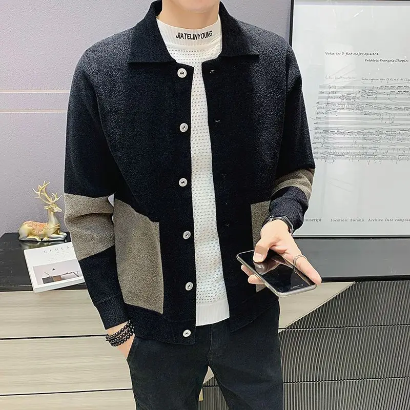 

2020 autumn knit cardigan men's Harajuku casual port style trend personality outer wear men's winter sweater sweater jacket