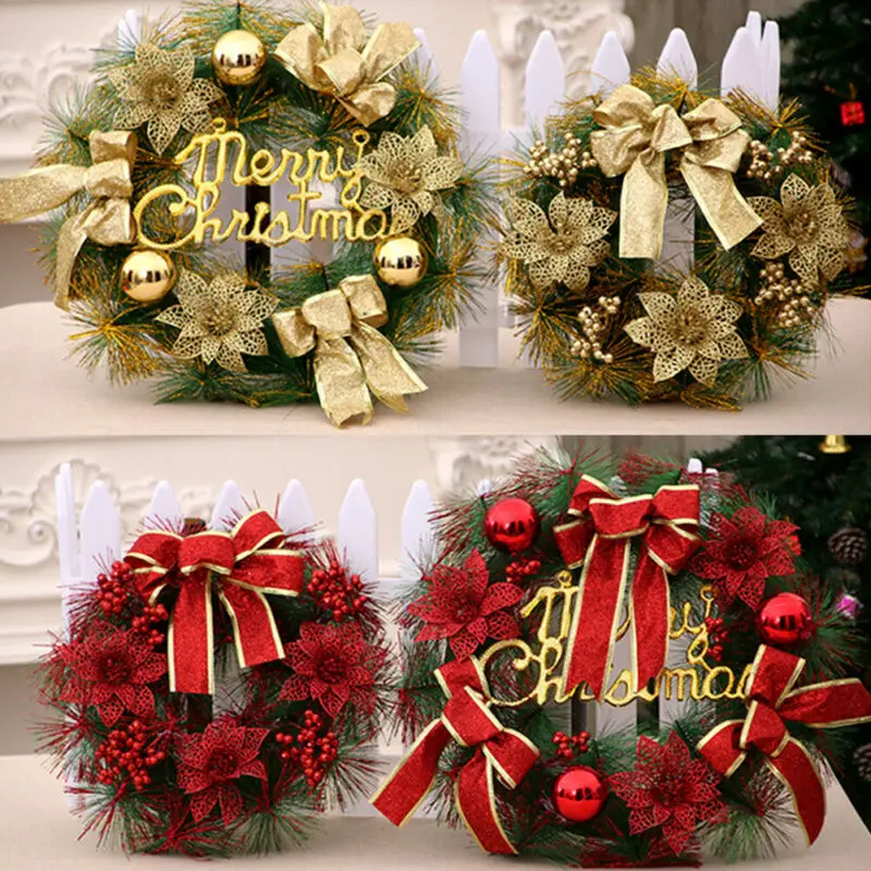 

New Christmas Wreath Hanging Decor For Xmas Party Door Wall Garland Ornament Decors