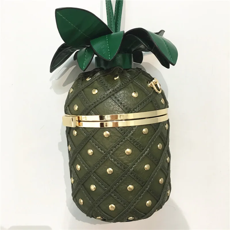 see chart High quality new style handbag chain metal buckle shoulder bag rivet stitching simulation pineapple shape bag wallet - Цвет: see chart