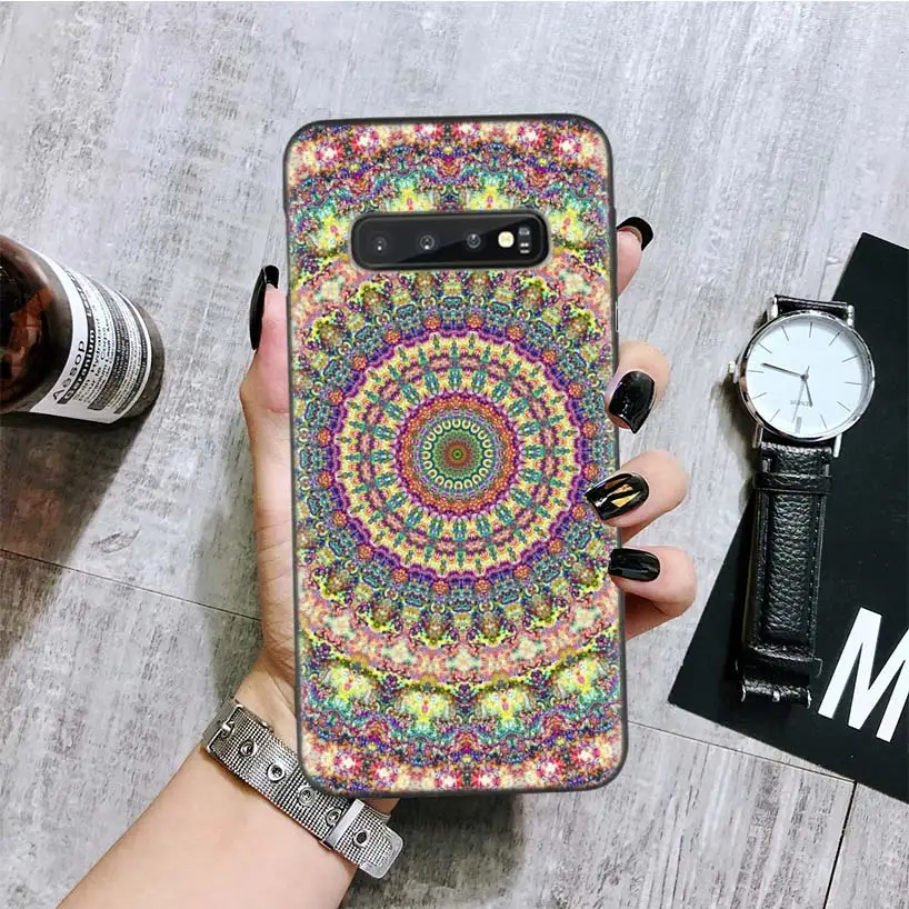 BA028-9 Синий Тотем Мандала Цветок черный чехол для телефона samsung Galaxy S10+ Plus Lite Note 10 9 8 S9 S8 J4 J6+ Plus S7 S6 Edge cap - Цвет: BA028-9